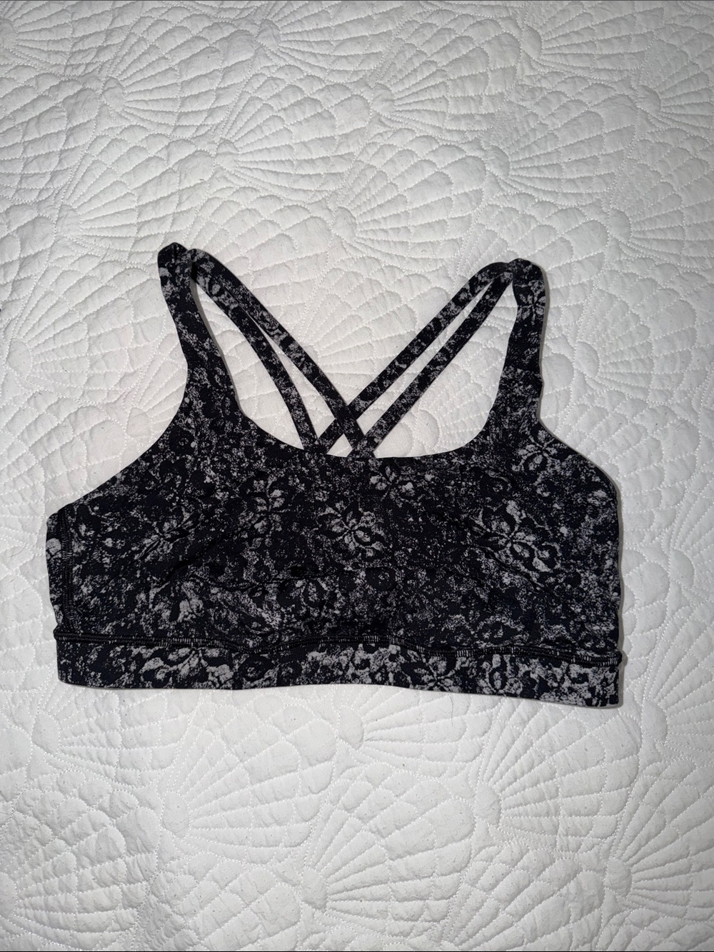 lululemon athletica Black Floral Strappy Sports Bra